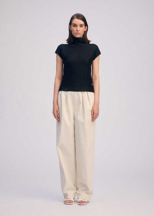 WOOLY PLEATS BK/WT-66、ウィメンズ_トップス_トップ、着用画像1