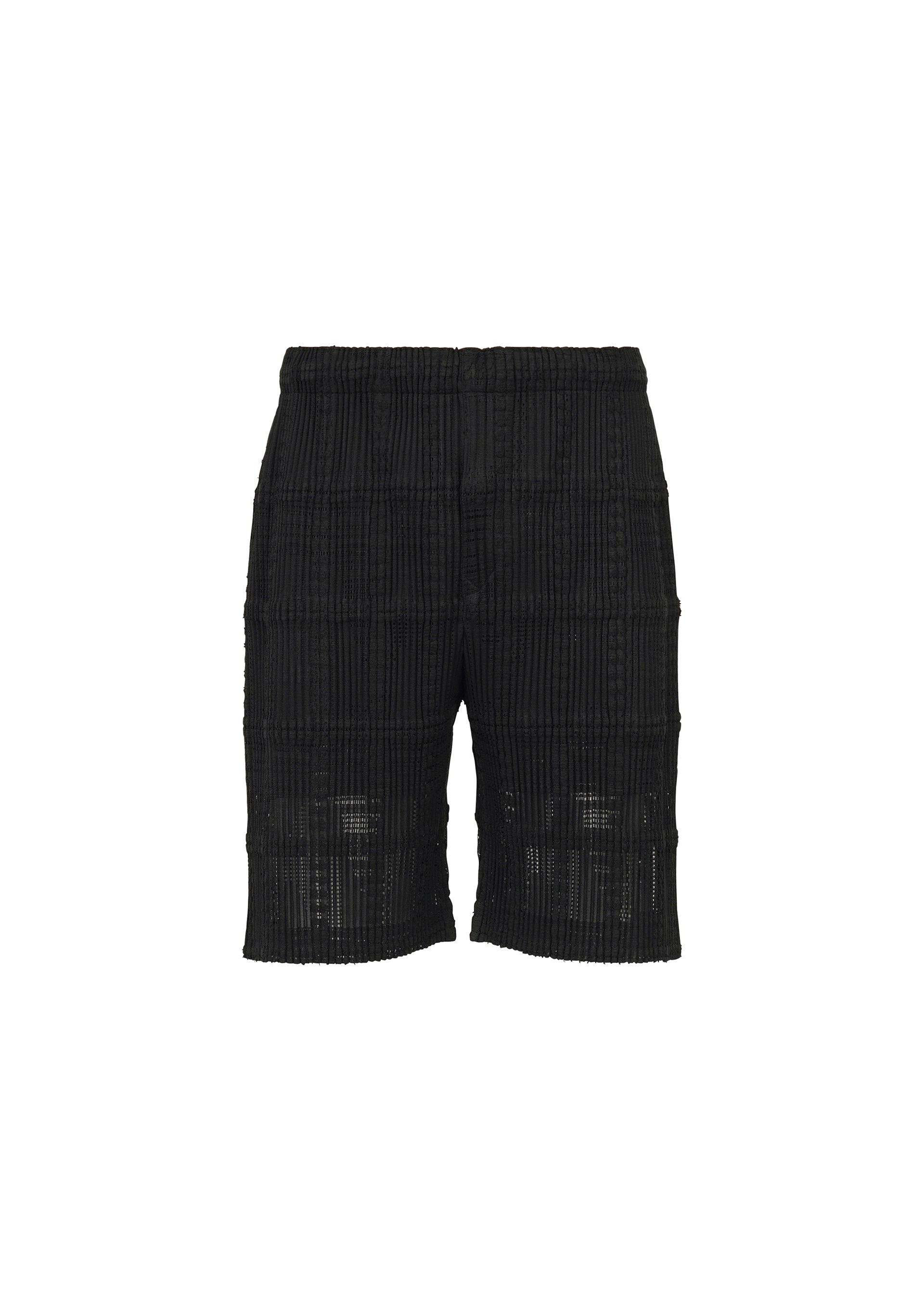 LACE GRID PLEATS、メンズ_パンツ、ブラック
