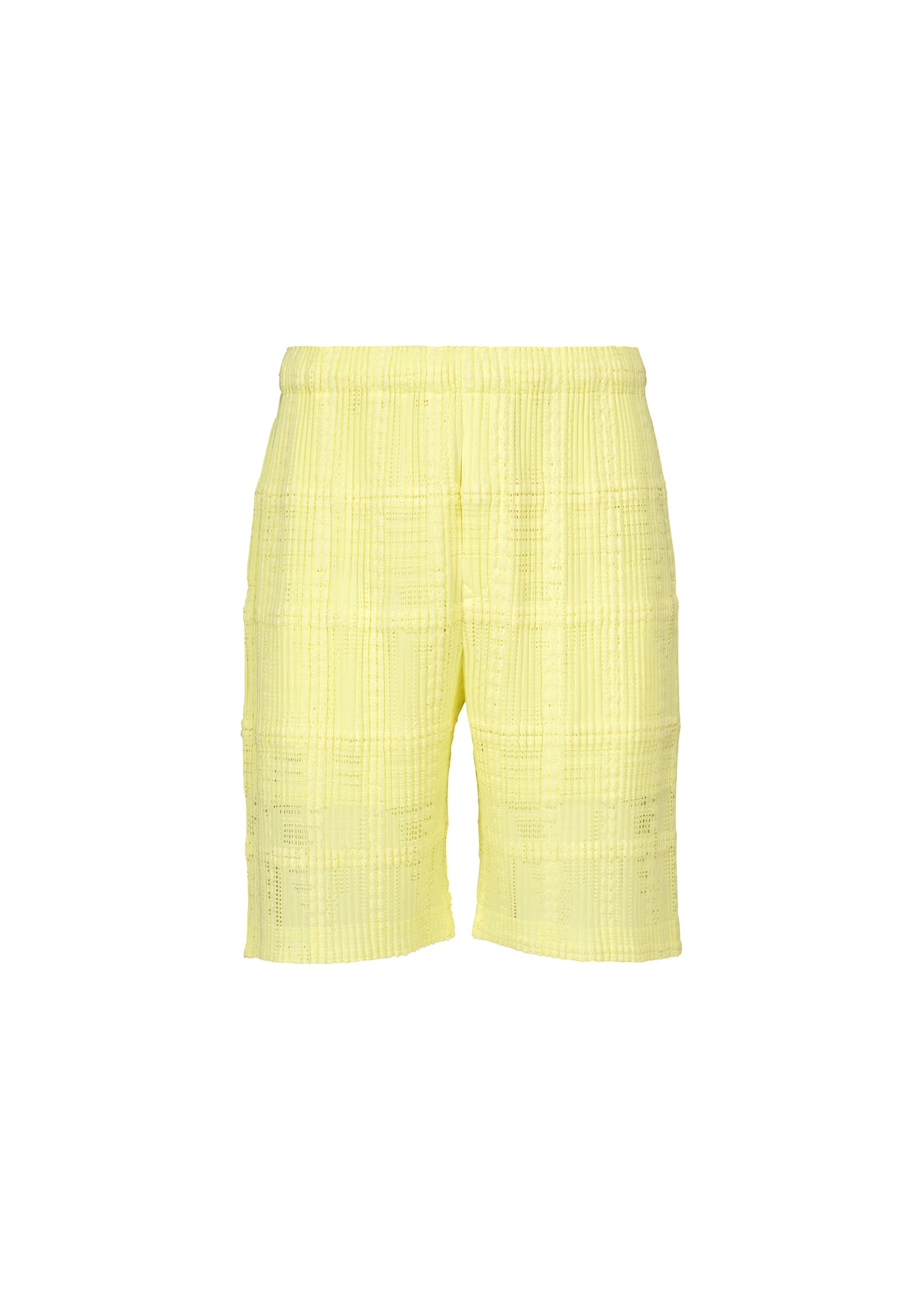 LACE GRID PLEATS、メンズ_パンツ、イエロー