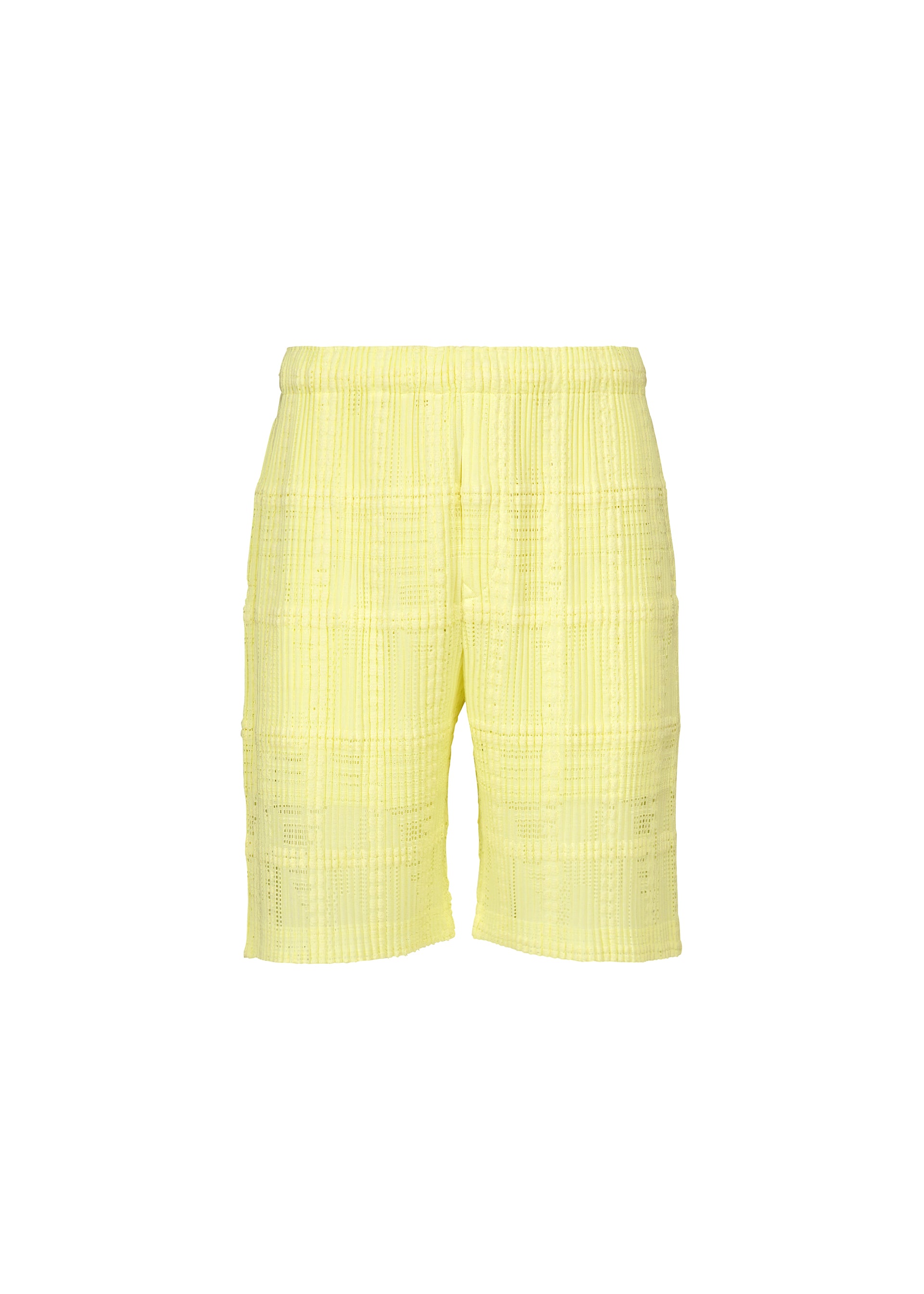 LACE GRID PLEATS、メンズ_パンツ、イエロー