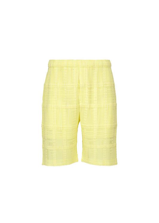 LACE GRID PLEATS、メンズ_パンツ、イエロー