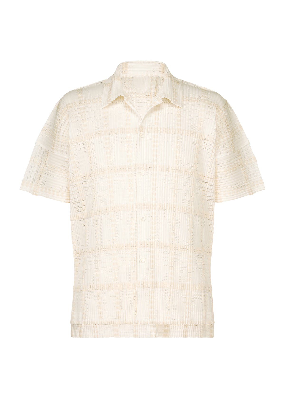 LACE GRID PLEATS、メンズ_トップス_シャツ、ホワイト