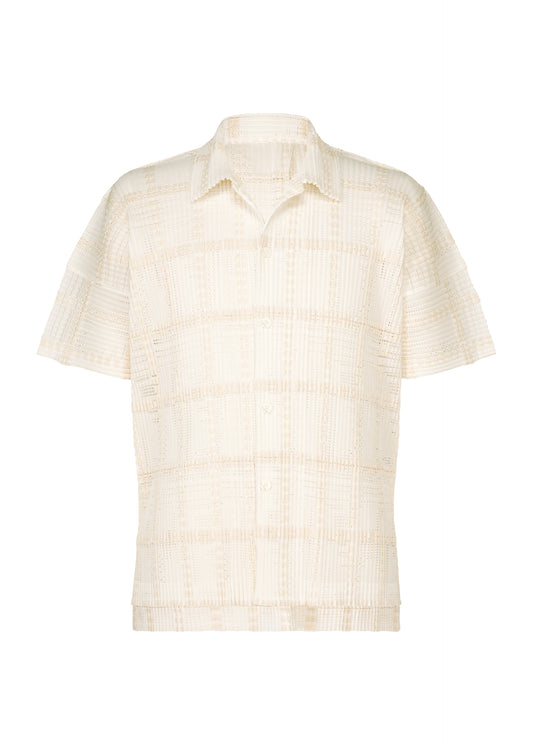 LACE GRID PLEATS、メンズ_トップス_シャツ、ホワイト
