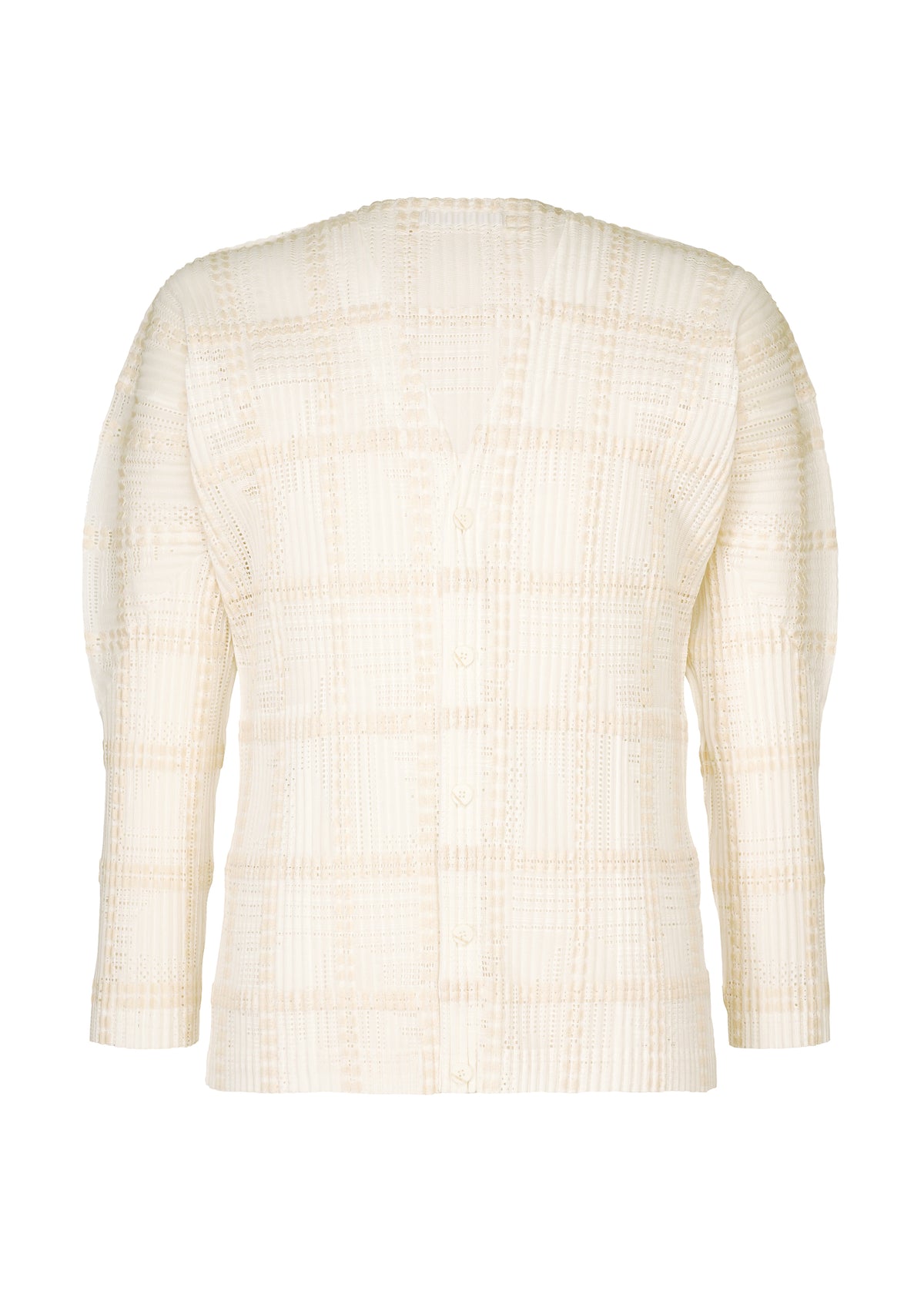 LACE GRID PLEATS、メンズ_トップス_カーディガン、ホワイト