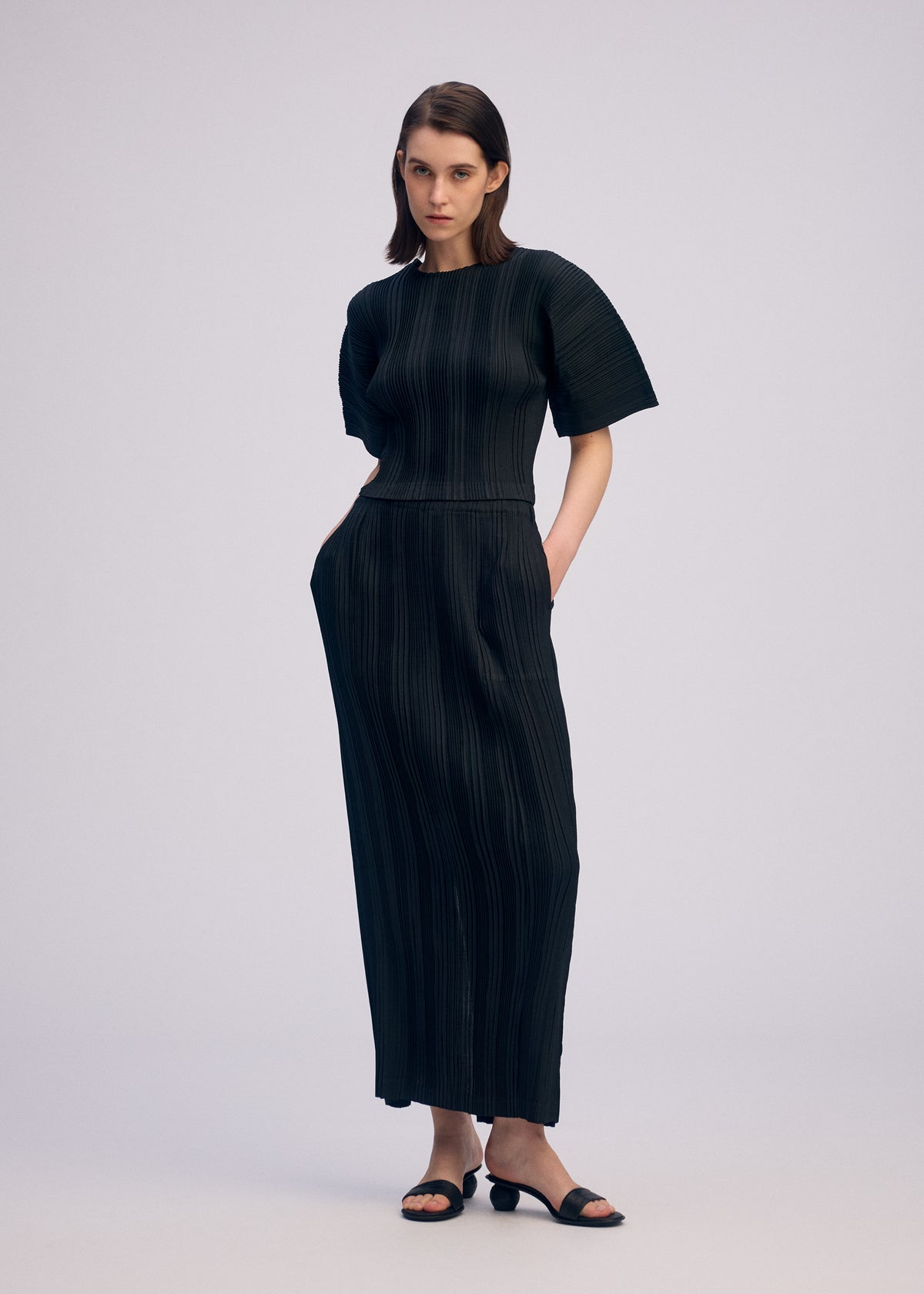 LINEN LIKE RIB PLEATS、ウィメンズ_スカート、着用画像2