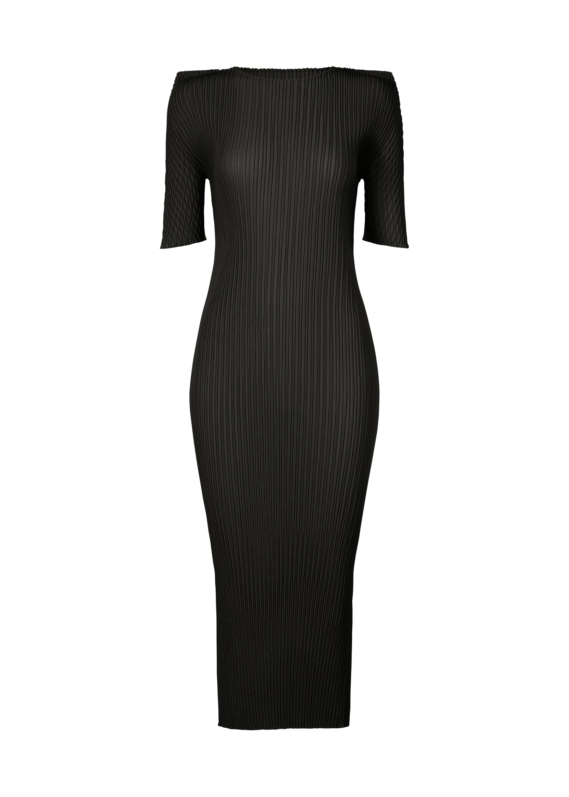 BOX SHOULDER PLEATS、ウィメンズ_ワンピース、ブラック
