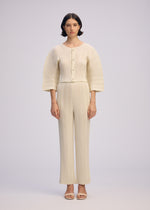 LINEN LIKE RIB PLEATS、ウィメンズ_トップス_カーディガン、着用画像1