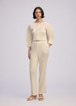 LINEN LIKE RIB PLEATS、ウィメンズ_トップス_カーディガン、着用画像2