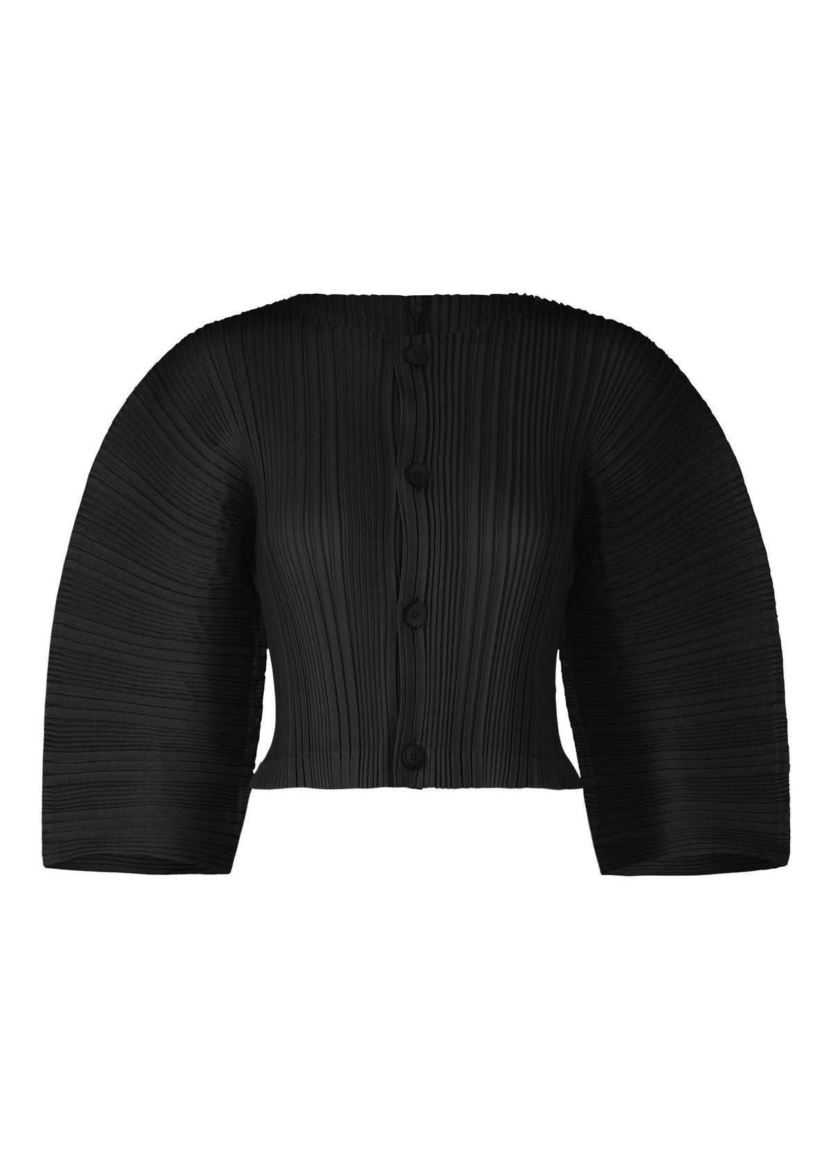 LINEN LIKE RIB PLEATS、ウィメンズ_トップス_カーディガン、ブラック