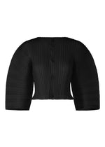 LINEN LIKE RIB PLEATS、ウィメンズ_トップス_カーディガン、ブラック
