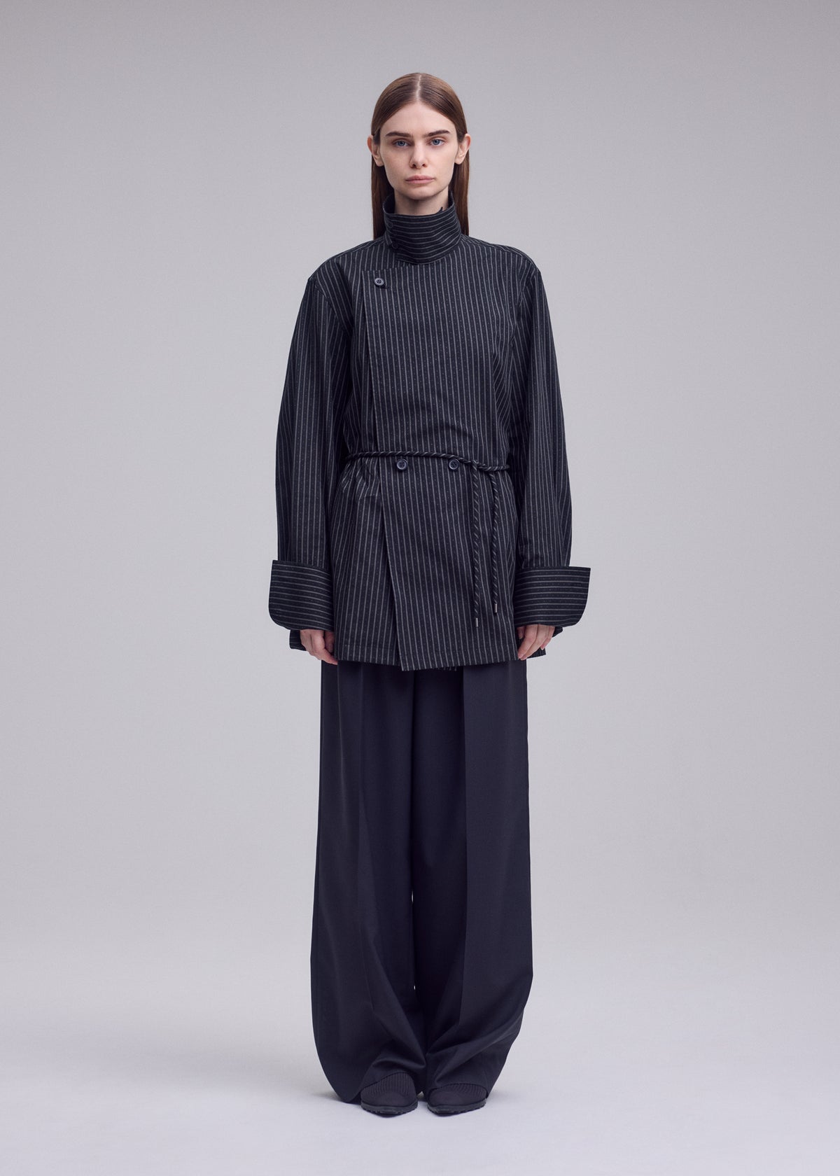 MONSIEUR SHIRT(DOBBY STRIPE)、ウィメンズ_トップス_シャツ、着用画像1
