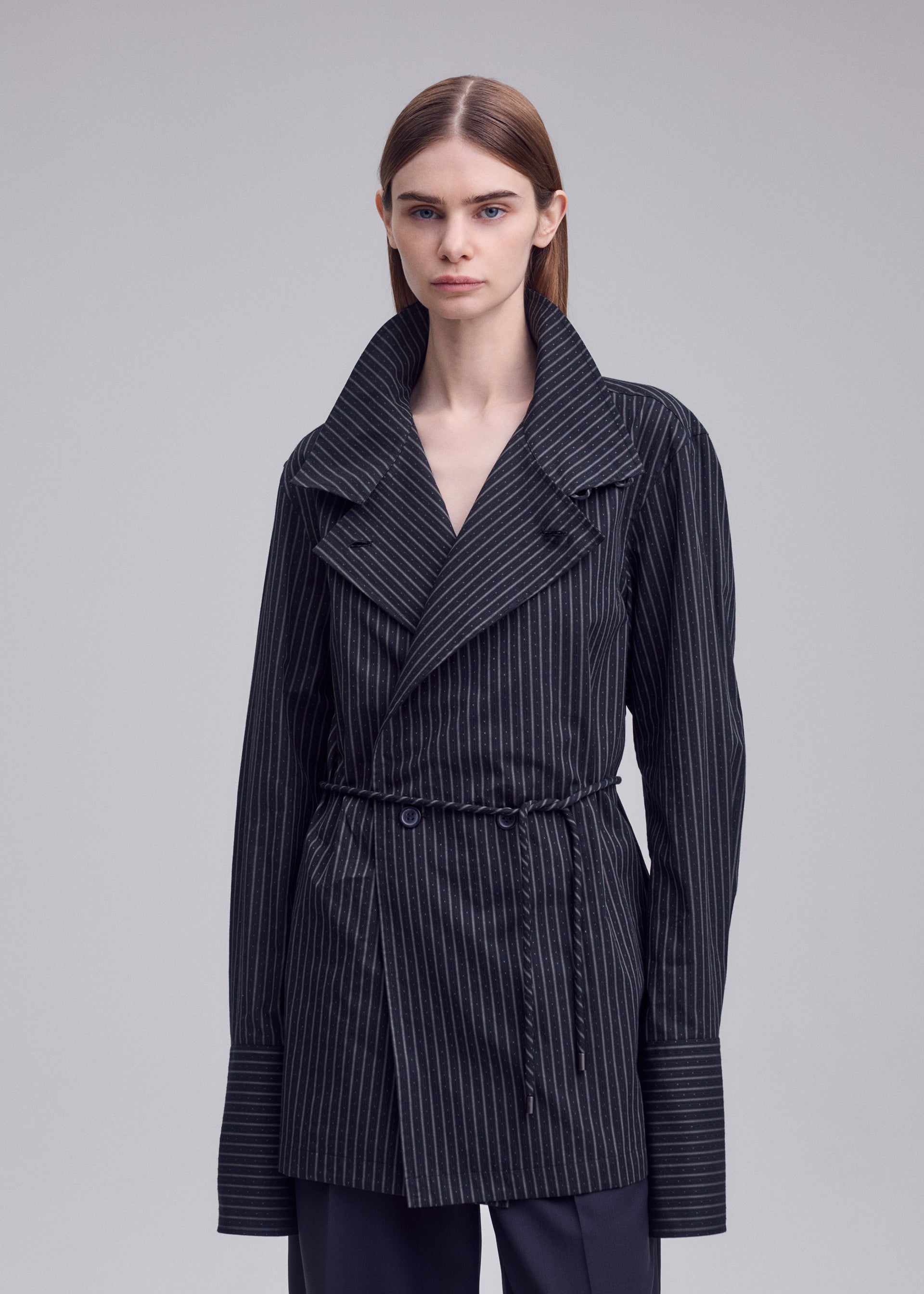 MONSIEUR SHIRT(DOBBY STRIPE)、ウィメンズ_トップス_シャツ、着用画像4