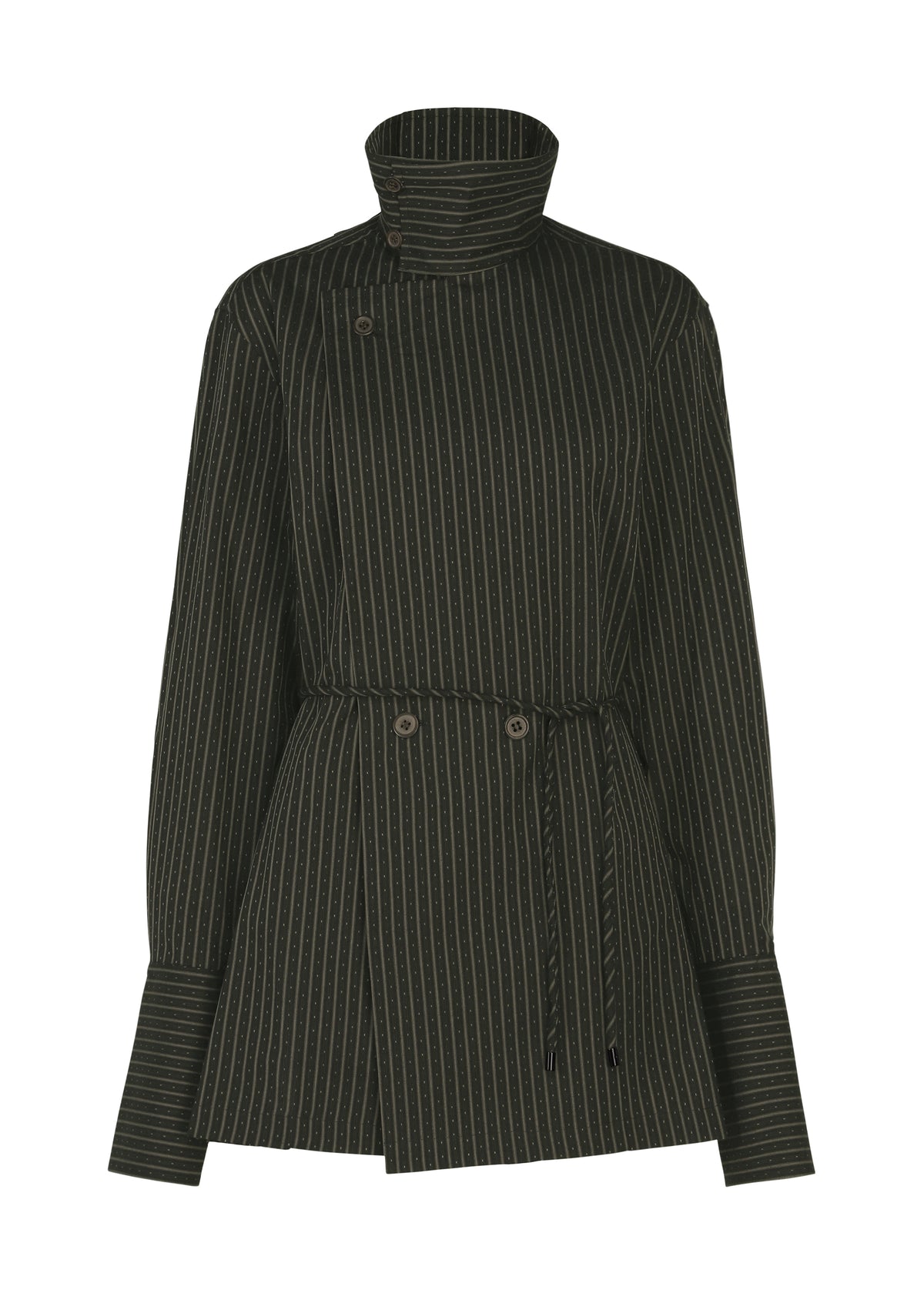 MONSIEUR SHIRT(DOBBY STRIPE)、ウィメンズ_トップス_シャツ、ブラック