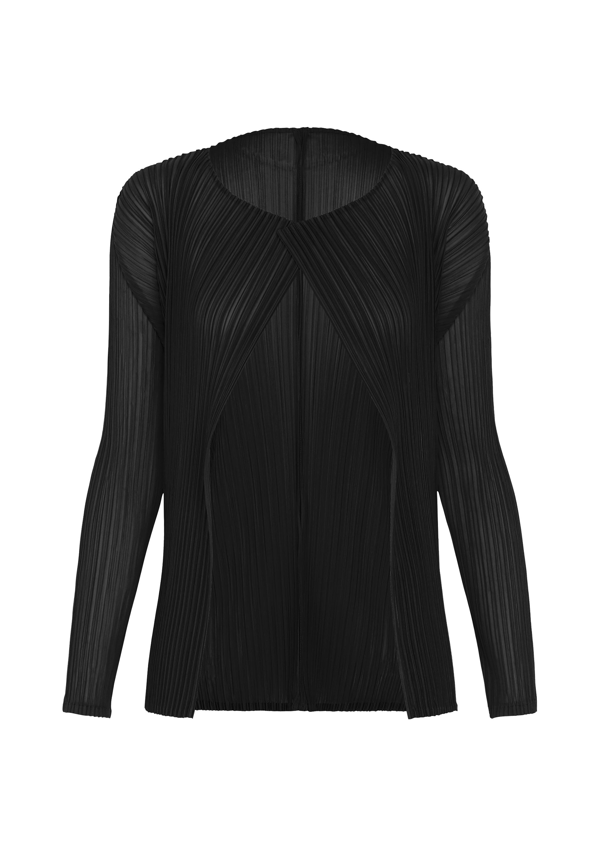 SHEER SLIT PLEATS、ウィメンズ_トップス_カーディガン、ブラック