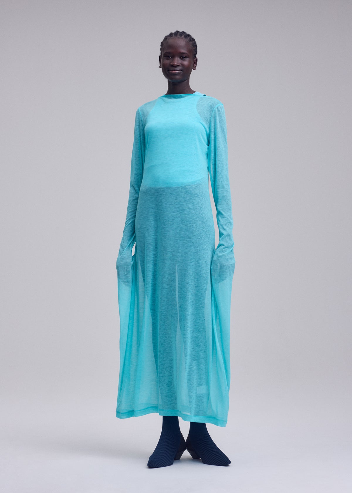 SHEER WOOL JERSEY、ウィメンズ_ワンピース、着用画像3