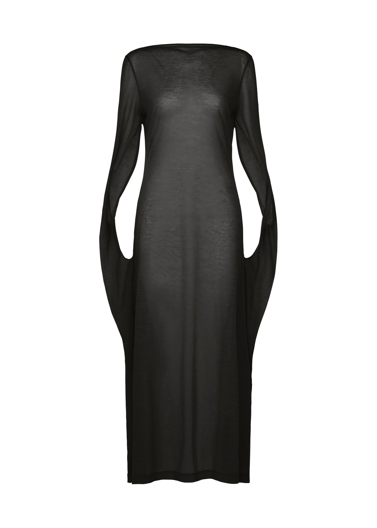 SHEER WOOL JERSEY、ウィメンズ_ワンピース、ブラック