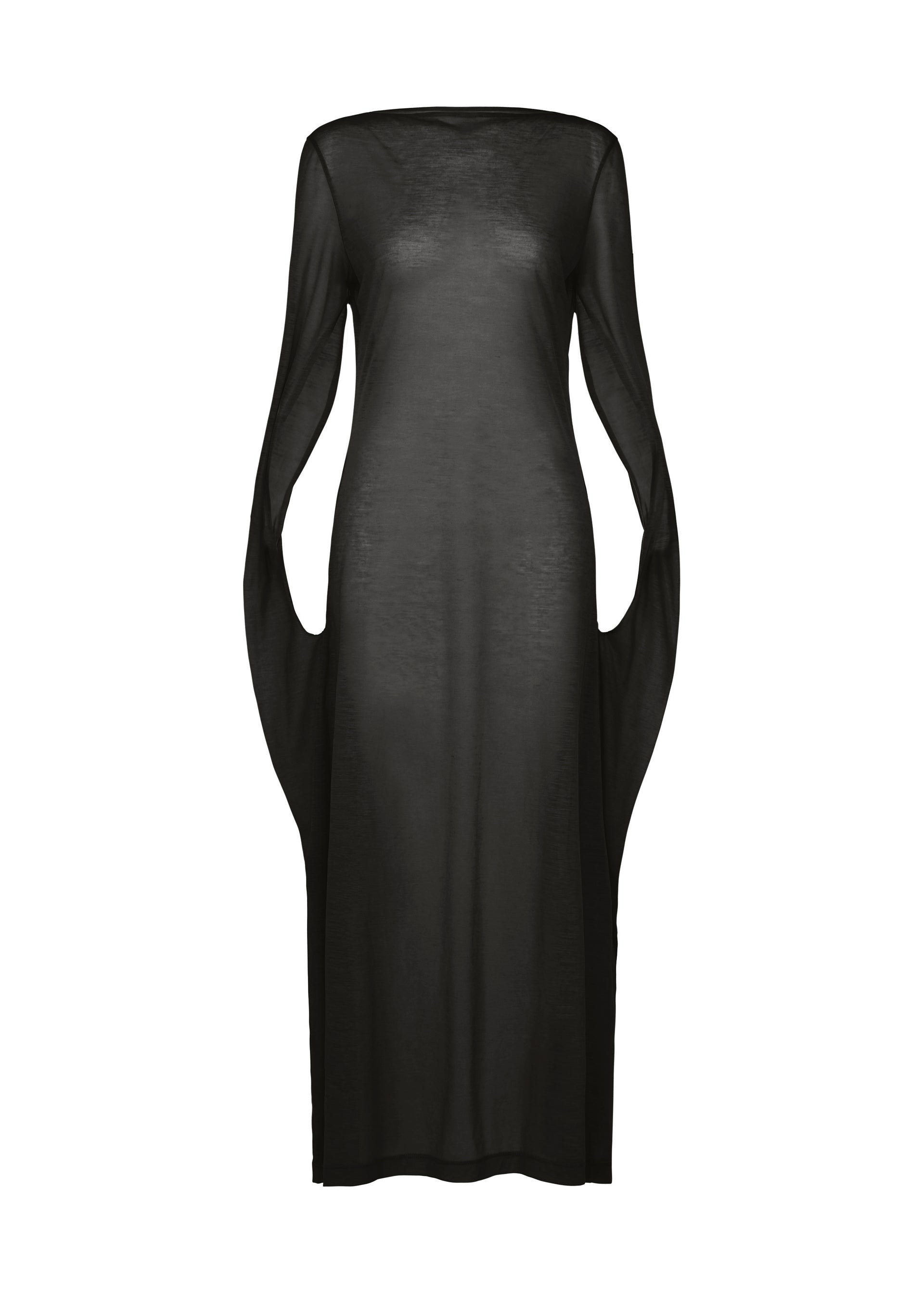 SHEER WOOL JERSEY、ウィメンズ_ワンピース、ブラック
