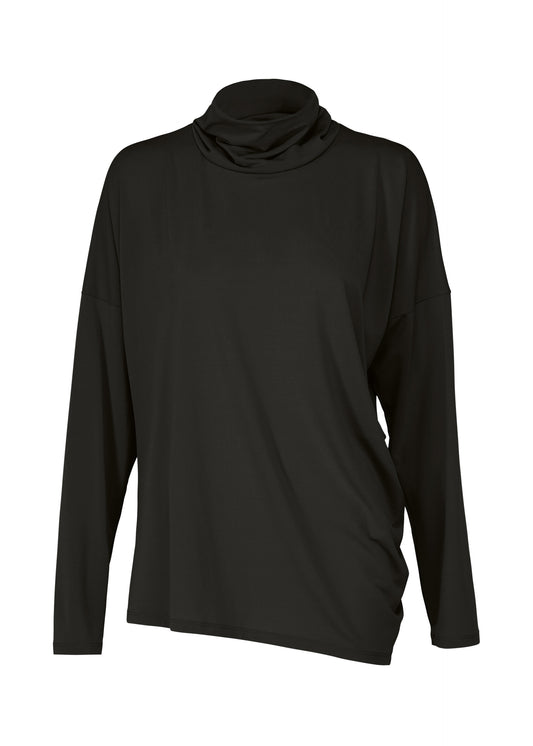 DRAPE JERSEY-68、ウィメンズ_トップス_トップ、ブラック