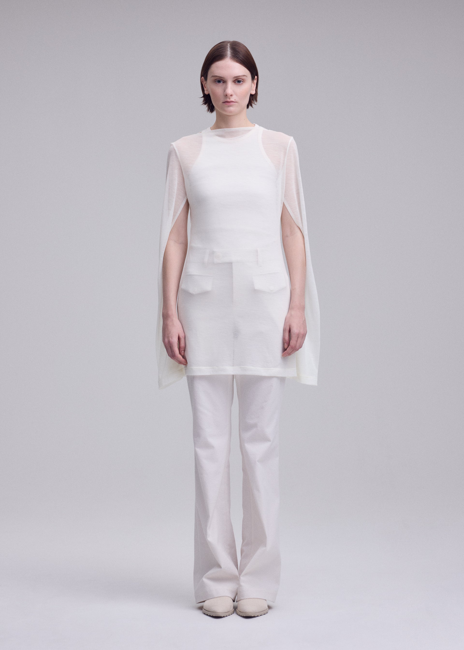 SHEER WOOL JERSEY、ウィメンズ_トップス_チュニック、着用画像1