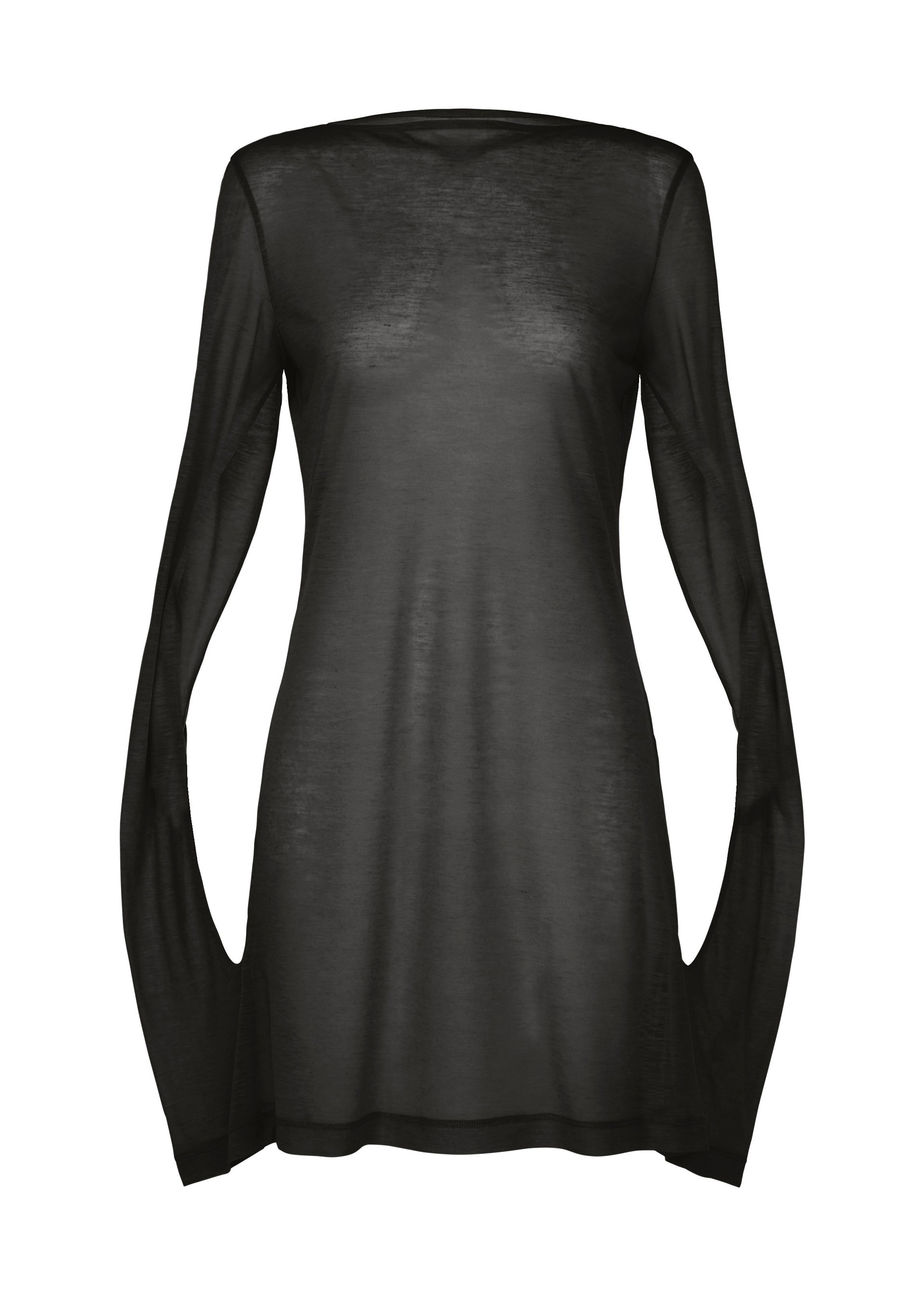 SHEER WOOL JERSEY、ウィメンズ_トップス_チュニック、ブラック