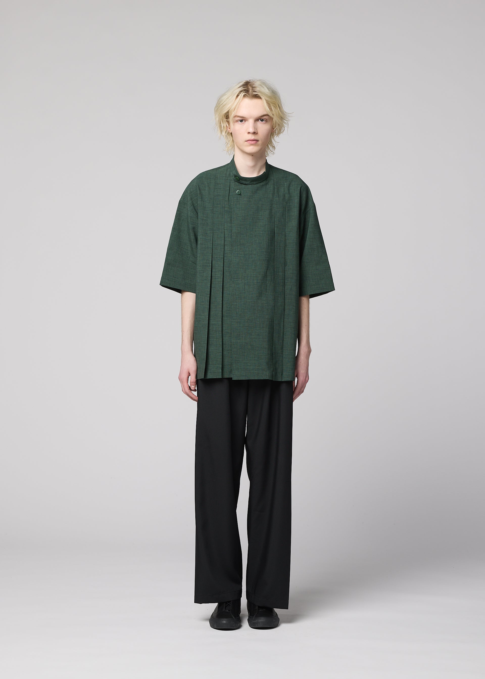 LINEN LIKE SHIRT、メンズ_トップス_シャツ、着用画像1