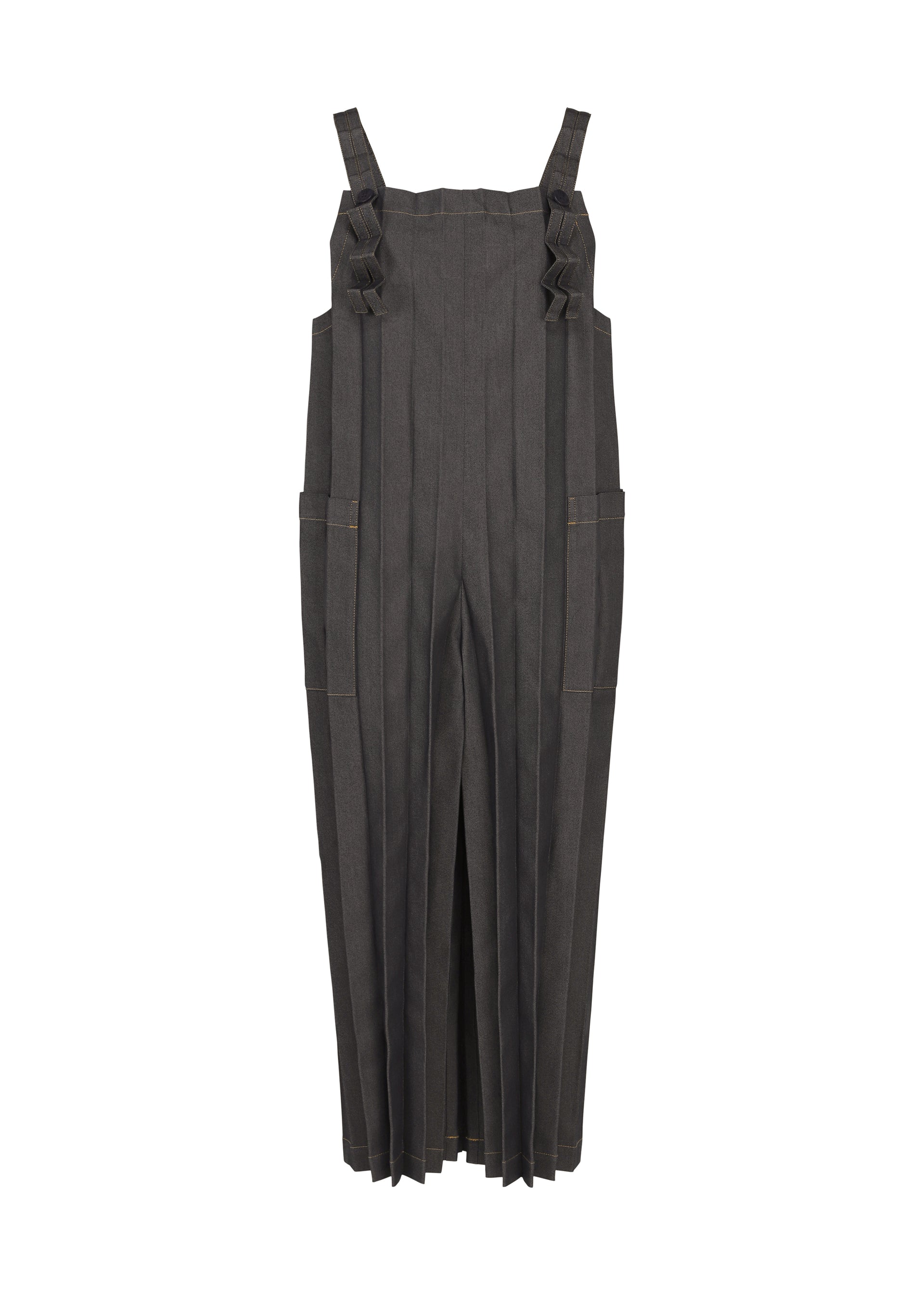 DENIM PLEATS BOTTOM、ウィメンズ_ジャンプスーツ、ブラック