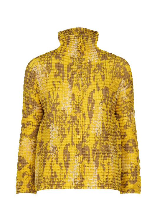 LEAF PLEATS SHIRT、ウィメンズ_トップス_カーディガン、イエロー
