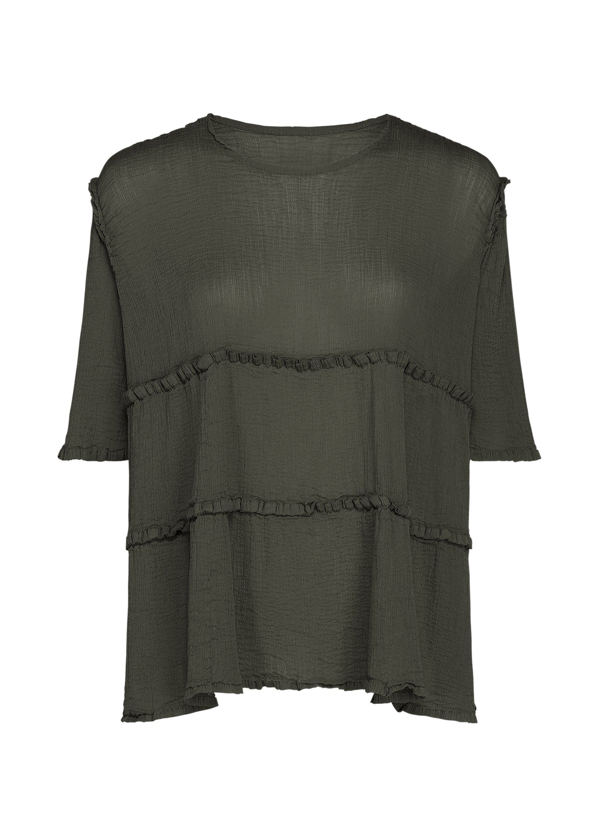 FLARE SEE-THROUGH CREPE、ウィメンズ_トップス_トップ、グレー