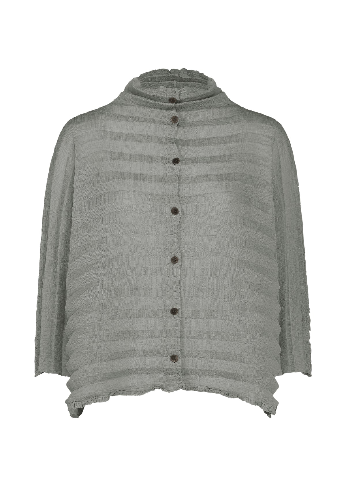 ACCORDION SEE-THROUGH CREPE、ウィメンズ_トップス_カーディガン、グレー