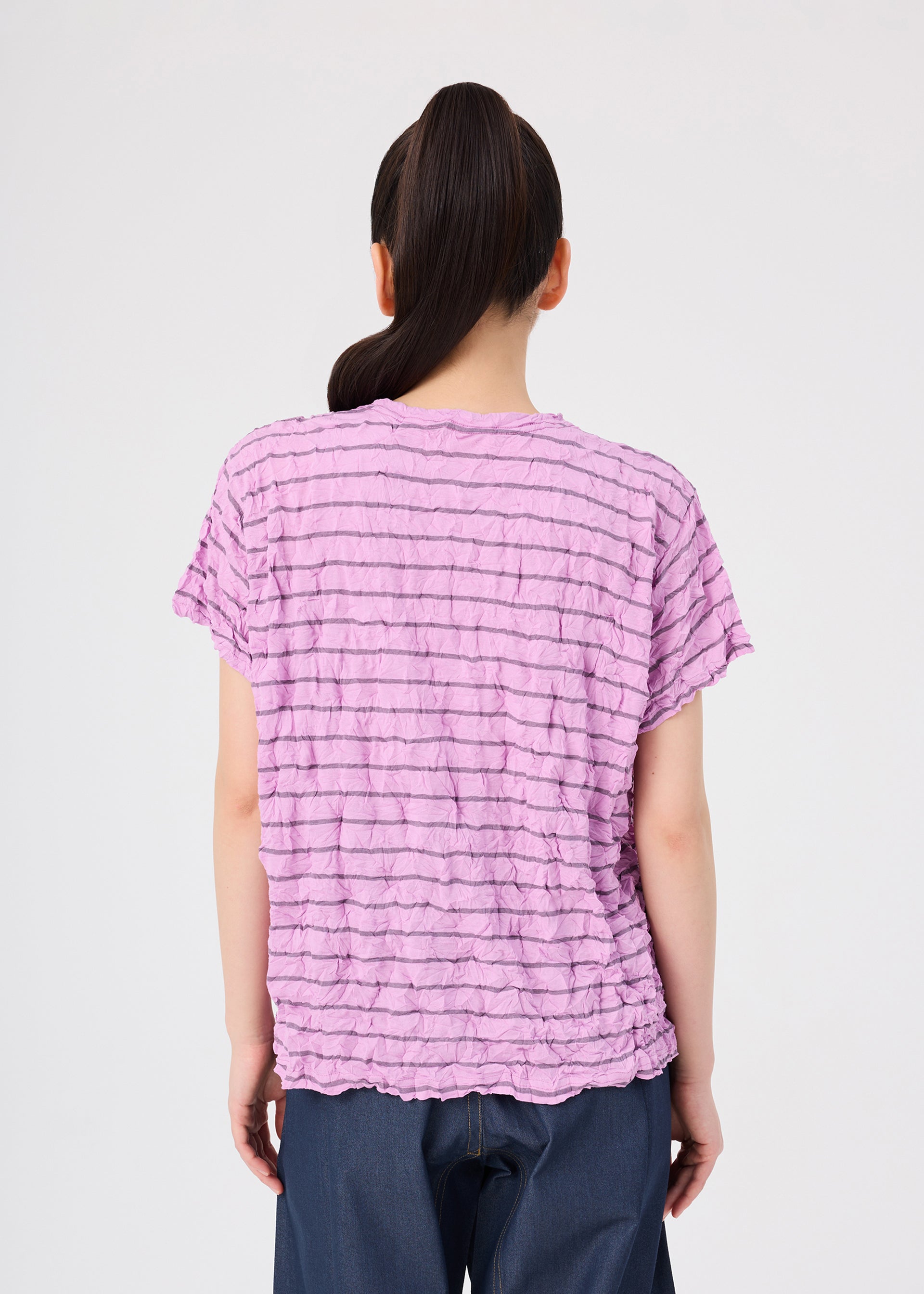 STRIPE MERINGUE T-SHIRT、ウィメンズ_トップス_トップ、着用画像2