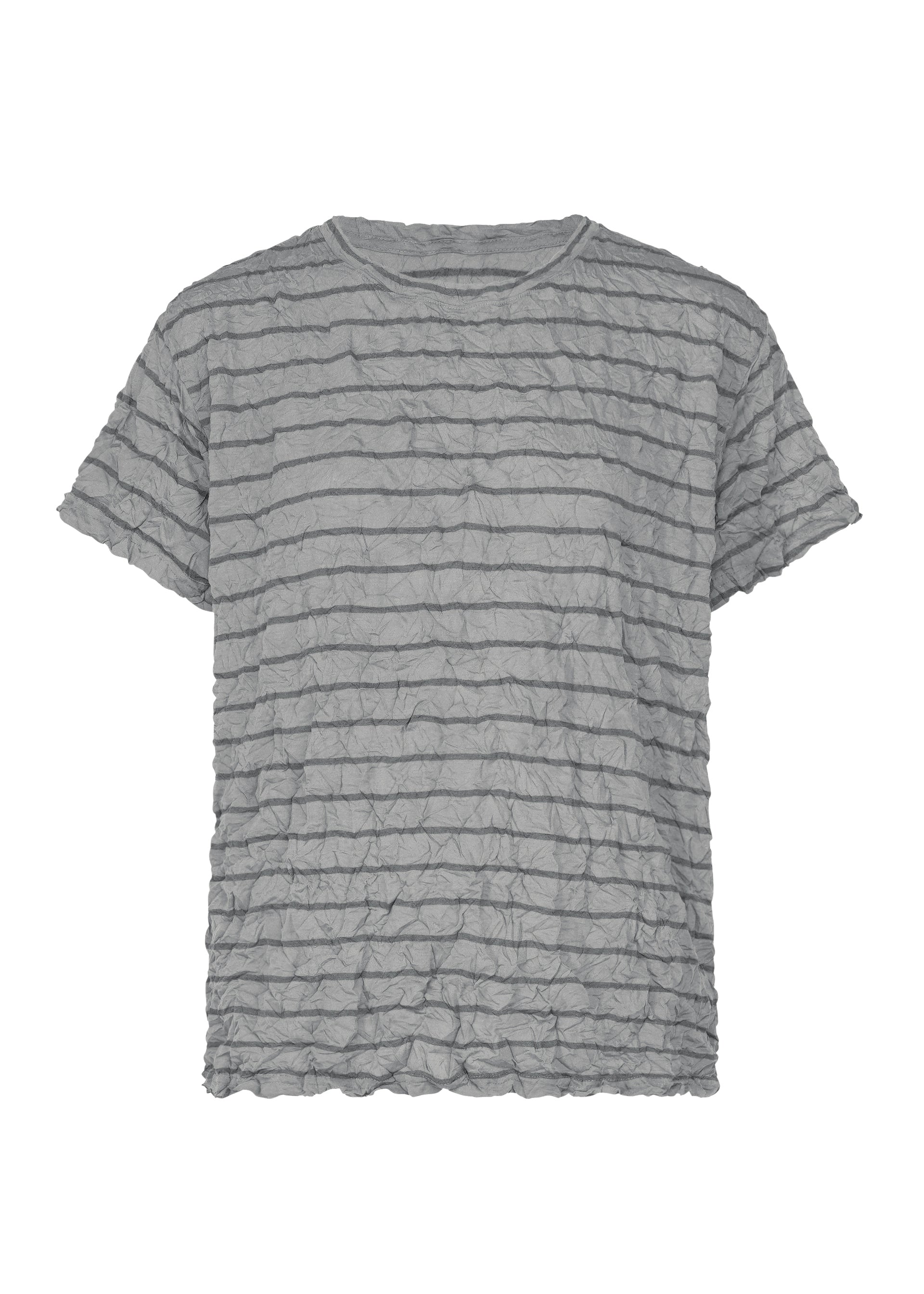 STRIPE MERINGUE T-SHIRT、ウィメンズ_トップス_トップ、グレー