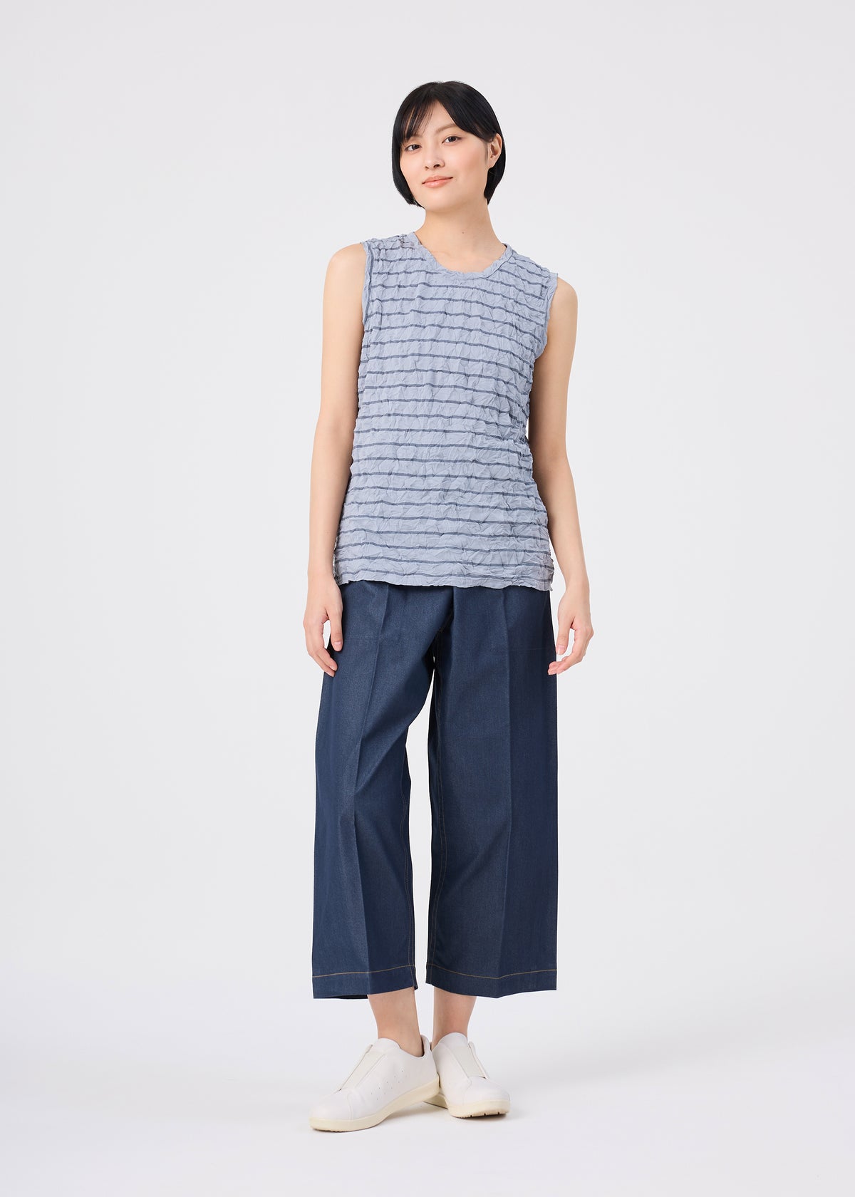 STRIPE MERINGUE T-SHIRT、ウィメンズ_トップス_トップ、着用画像3