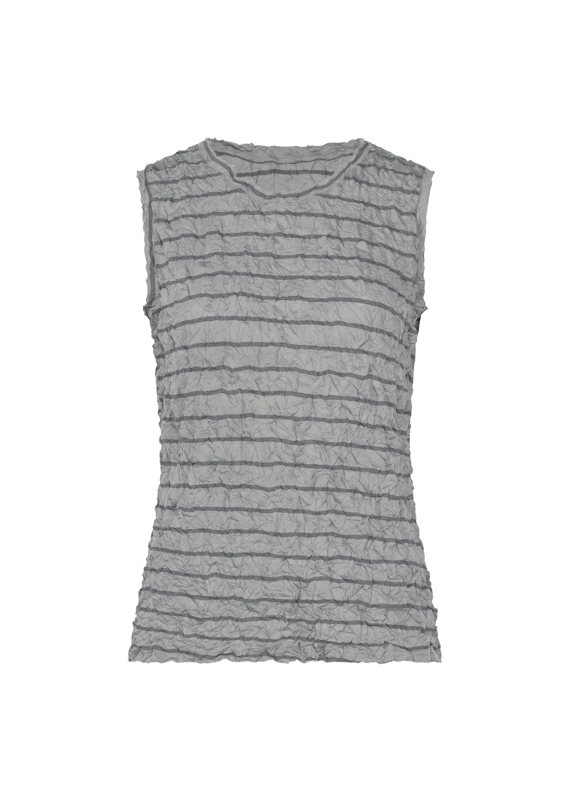 STRIPE MERINGUE T-SHIRT、ウィメンズ_トップス_トップ、グレー