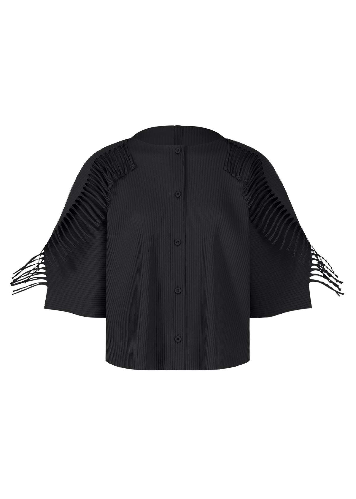LEAF PLEATS、ウィメンズ_トップス_カーディガン、ブラック