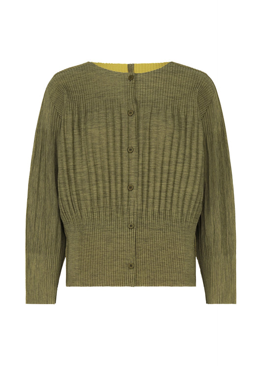 MIX FINE KNIT PLEATS、ウィメンズ_トップス_カーディガン、イエロー