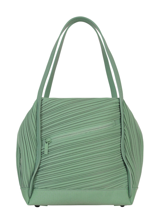 BIAS PLEATS BAG、バッグ&財布_ハンドバッグ、グリーン